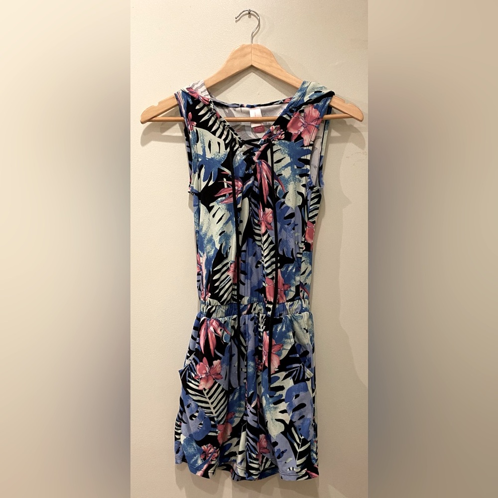 No Boundaries Romper, Colorful, Floral and Tropical, Size XS, Pockets